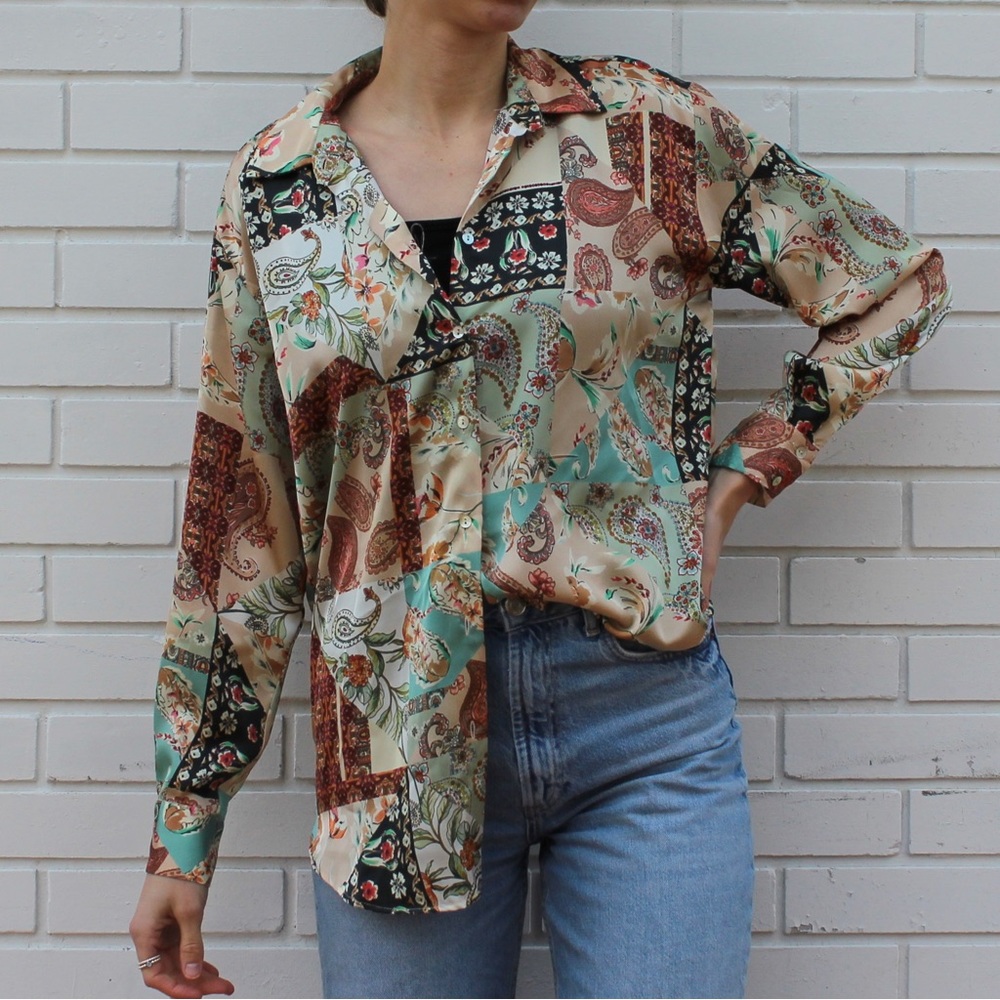 Zara Satin-effect top